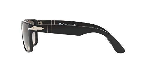 Persol PO3048S Polarized Rectangular Sunglasses, Black/Clear Gradient Grey, 58 mm - Thumbnail 2
