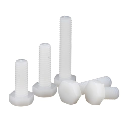 10〜200個M3 M4 M5 M6 M8 M10 M12ナイロン外六角ネジ黒、白外六角プラスチック全ネジ絶縁ボルト(White,M6x12mm-50pcs)