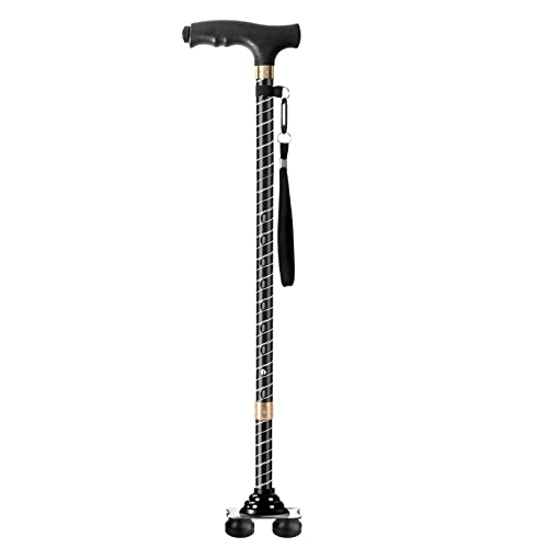 Gehstock für Damen und Herren, höhenverstellbarer Gehstock mit LED-Licht und Rutschfester Gummiunterseite, Aluminium-Gehstock für ältere Menschen, Arthritis, Senioren, 72cm - 92cm Cover