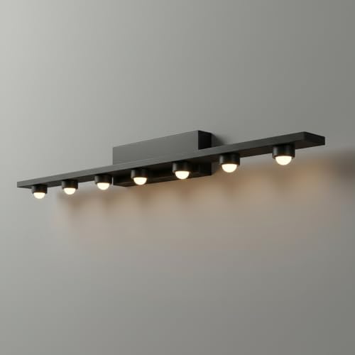 Image of Modern Mirror Light with 7 LED Heads | 3 Color LED Wall Light for Bathroom & Living Room | Metal Wall Mount Vanity Light Fixture for Home Decoration | Indoor Use Only