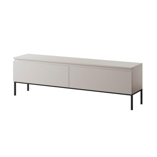 Selsey Bemmi - TV-Schrank Lowboard, Beige mit schwarzen Beinen, 150 cm