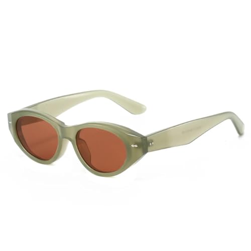 Lunettes de soleil œil de chat femmes verres verts rétro UV400 à rivets