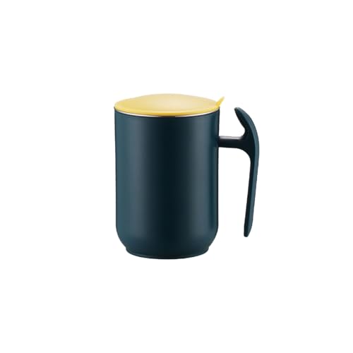 SUREK Tazas reutilizables de acero inoxidable con tapa, tazas de café para oficina, taza de leche, taza de bebida para el hogar, vaso aislado con asa, 550 ml, resistente