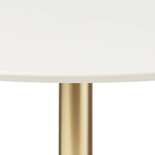 Target Marketing Systems Pisa Round Dining Table With Chrome Plated Base, Modern Retro Kitchen Furniture For Small Spaces, Condos And Apartments, 35.4", Golden #TOP3