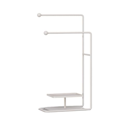 Toallero de pie for baño múltiples Capas, Estante Almacenamiento for el sin Perforaciones, toallero for Inodoro Soporte para Rejilla para Mantas(Cream White)