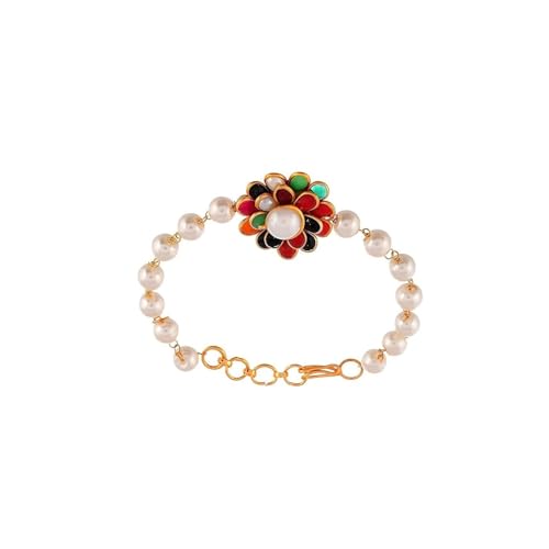 Image of Traditional Gold Plated Handmade Flower Combo Multi Color Rakhi For Unisex (Same as Shown In Image)