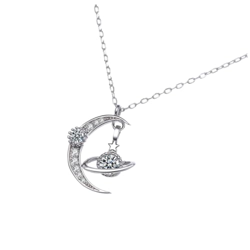 Collier argent S925 lune étoile zirconia, le cadeau idéal pour femme élégante ZH1YFD