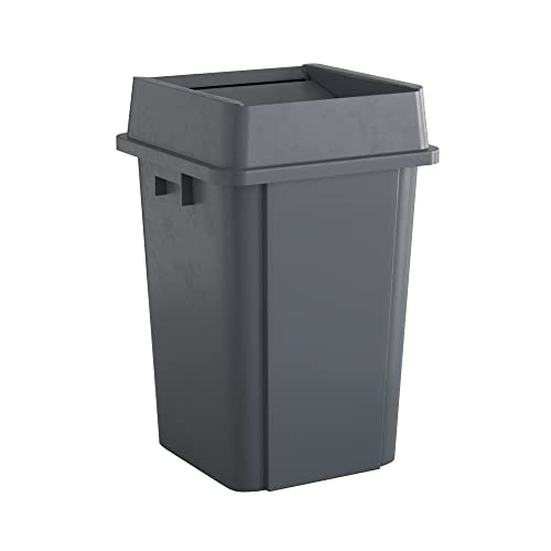 Image of 19 Gallon Grey Square Commercial Trash Can with Lid