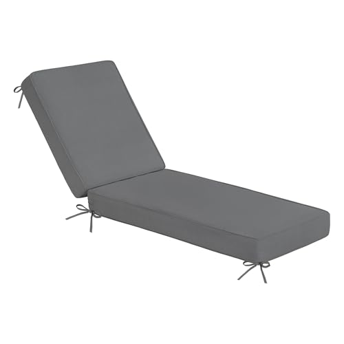 Chaise Lounge Olefin Cushion, Water Resistant Patio Pad Medium Gray 72x21x4