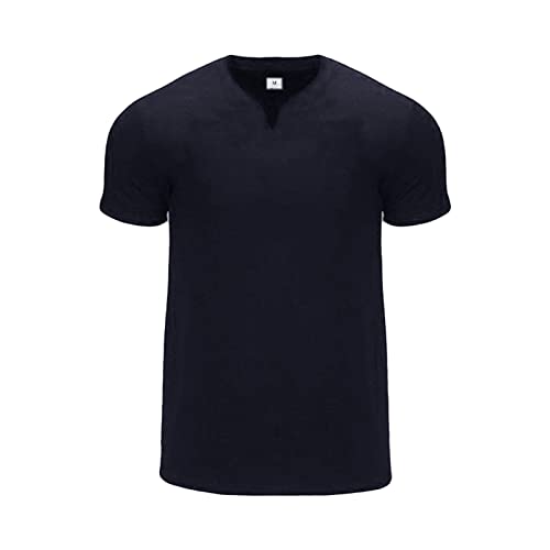Maiyifu-GJ Men's V Neck Workout Gym T-Shirts Short Sleeve Training Bodybuilding Shirts Lightweight Slim Fit Muscle Tee Top (Dark Blue,5X-Large)