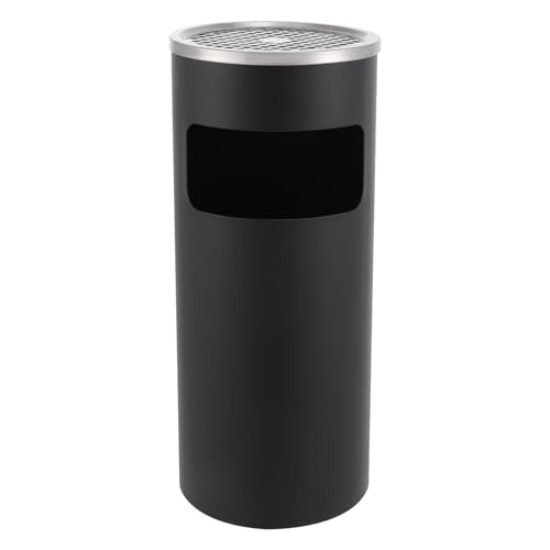 HarBin-Star Cubo de basura de 15 L, 2 en 1, cubo de basura redondo, diámetro de 25 x 61 cm, cubo interior extraíble, cenicero de pie para interiores y exteriores (negro)