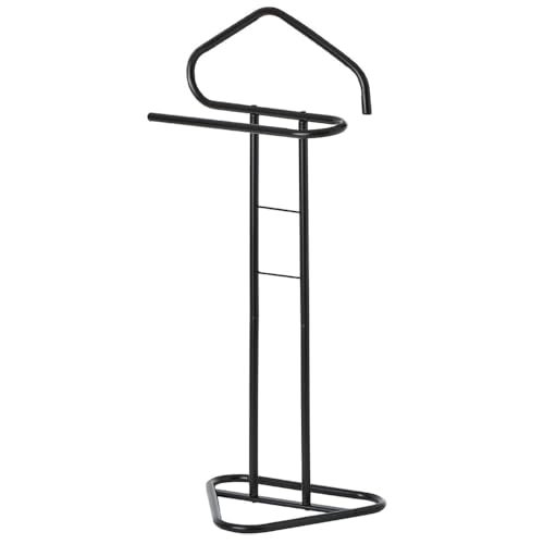 PALUPLUS Servo Muto da Camera in Metallo, Misura 43,5x36x110,5 cm, appendiabiti da terra a 2 posti per giacche, pantaloni, camicie, cravatte -8879M (Nero)