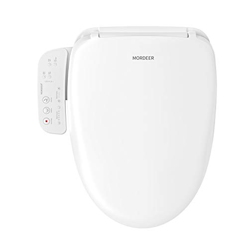 🔥 Flash Sale MORDEER B200 Elongated White Smart Toilet Seat, Unlimited Warm Water, Ultra Slim bidet seat, Electronic Heating Bidet Toilet Cleansing Water, Stainless Steel Self-Cleaning Nozzle,Nightlight