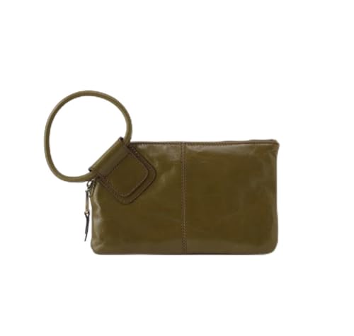 Image of HOBO Sable Leather Wristlet Clutch with Circular Handle, Zippered Closure, Credit Card Organizer, & Interior Zip Pocket