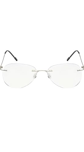 Image of Jodykoes Premium Rimless Frame for Women and Men: Stylish Aviator Spectacle Eyeglasses with Anti-Glare Coating