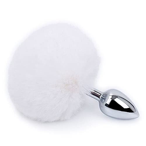 Rabbit tail hair ball anal plug, vestíbulo, plug anal de metal feminino, dilatação anal 7,2 x 2,8 CM