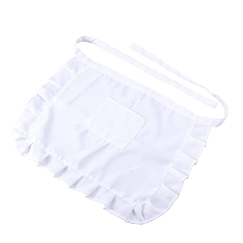 NAMOARLY Maid Costume Black Apron for Women Restaurant Waist Apron Waitress Aprons Work Clothes Vintage 50’s Apron Retro Waist Apron Lace Cotton Half Apron Bibs White