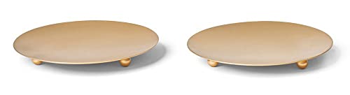 Novaliv Lot de 2 bougeoirs à 3 pieds dorés Diamètre 7,5 cm Assiette en métal pour couronne de l'Avent Décoration de table Bougies pilier Bougies chauffe-plat Décoration de Noël Cover