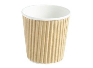 Thali Outlet® - 25 x 4oz Brown Paper Coffee Cups Kraft Ripple 3 Ply Insulated for Tea Espresso Hot Drinks