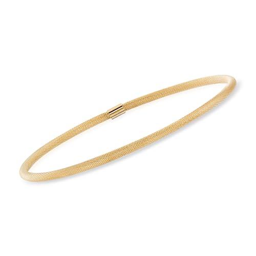 Ross-Simons Italian 14kt Yellow Gold Textured Bangle Bracelet. 7 inches