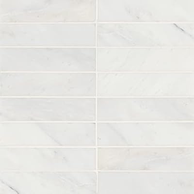 Bedrosians Monet Honed Marble Tile 2" x 8", Oriental White (40-Pack, 4.44 SF)