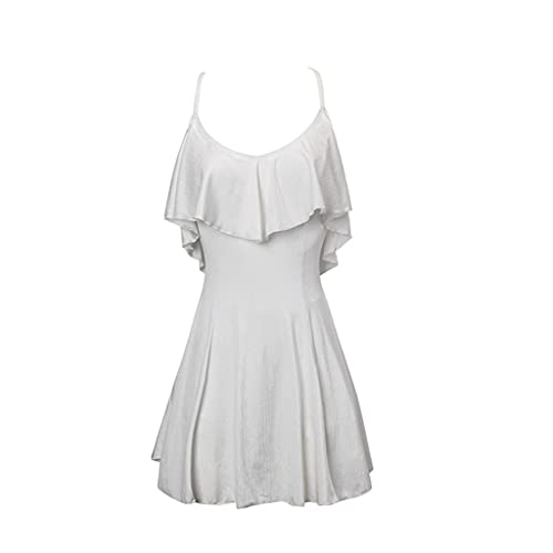 Maillot de bain une pièce à volants style romantique et jupe conservatrice