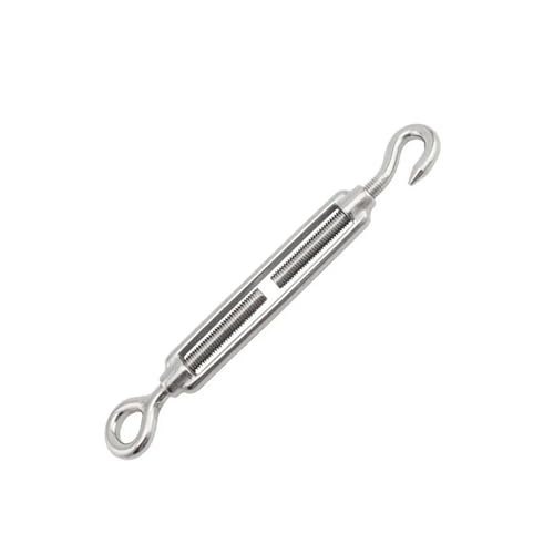 Tensor para cable tipo turnbuckle, 1 pieza M5 de acero inoxidable 304, gancho y ojo ajustables para cadena y cables miniatura 1