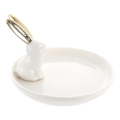 ABOOFAN Bunny Ring Holder Ceramic Trinket Dish Decorative Jewellery Tray for Rings Earrings Necklace Key Organizer Home Room Decor