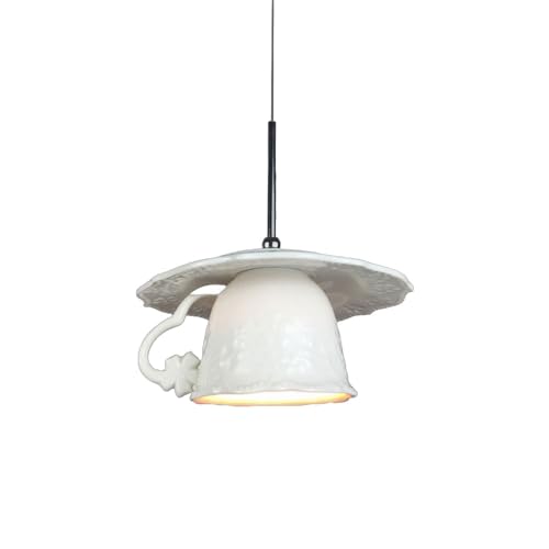 Lustre suspension LED blanc avec abat-jour céramique pour éclairage de bar