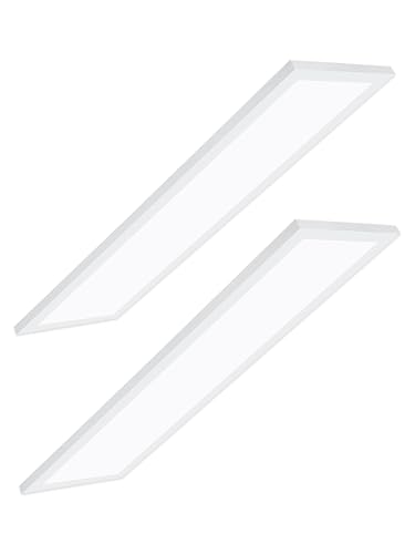 LEONLITE 3CCT 120V 1x4FT LED Flat Panel Light, Surface Mount Ceiling Light, 46W/40W/30W, 4600LM, Built-in Driver Ceiling Light, 5%-100% Dimmable, ETL, White, 3500K/4000K/5000K, Pack of 2