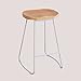SKLUM Sgabello Alto in Acciaio e Legno di Olmo Neicol Bianco ↑65 cm