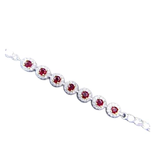 Bracelet en pierre rouge rubis brûlé naturel 925 CNCNSH pour femmes