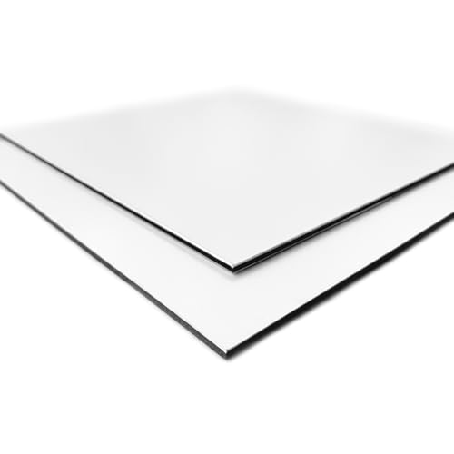 Panneau Composite Aluminium Blanc 2 mm. Plaque alu avec au Centre un Polyéthylène (PVC) Aluminium Composite Blanc 2 mm - 10 x 10 cm (100 x 100 mm) -