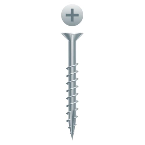Tornillo para carpintería Strong-Point cabeza plana con muescas, Zinc (#8 x 1-5/8") miniatura 1