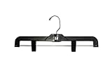 NAHANCO 14” Heavy Weight Plastic Skirt/Pant Hangers with Black Hook and Black Plastic Clips, Pack of 25