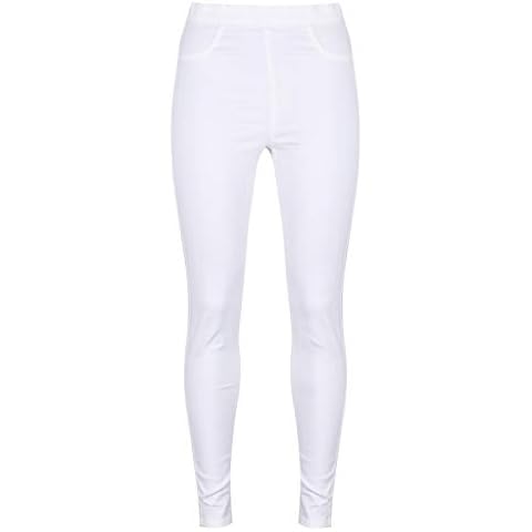 exfaMouSstore Ladies Quality Super Skinny Fit Stretch Cotton Rich High Waist Jeggings White Cover