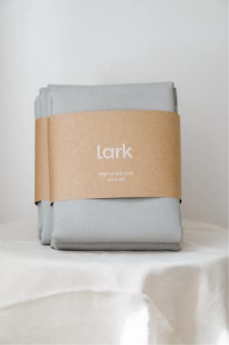 Image of Vegan Leather High Chair Mat by Lark Baby Goods (40 x 40 in) - Waterproof Wipeable Splat Mat for Under High Chair - Baby Floor Protection for Splash and Spill - Grey