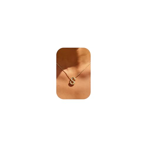 BSGRL Bubble Letter Necklace Gold-14k Gold Filled Bubble Initial ...