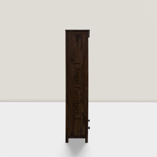 Image of ANGEL FURNITURE Solid Sheesham Wood Bookshelf with Drawer | Large Full-Size Storage Rack | Walnut Finish, Semi-Gloss | 100x40x175 CM