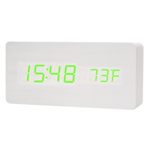 OGXN 影時計 目覚まし時計 電波時計 木製置き時計 投影デジタル時計 木製 木目調 木目デザイン 北欧風 オシャレ おしゃれ 静音設計 多機能 180° 調整可能 壁投影 天井投影 LED 時間表示 大画面 アラーム機能 明るさ調整 温度表示 湿度表示