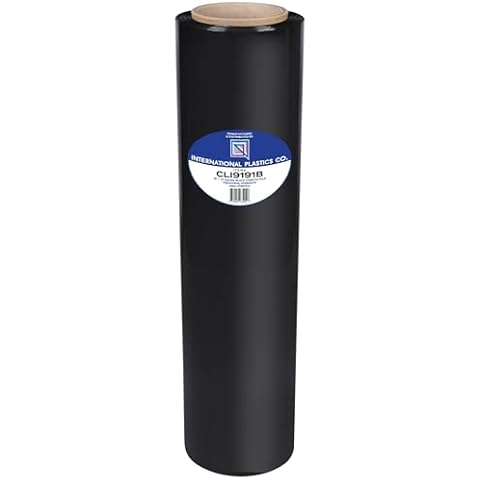 International Plastics Co. 18" 70 Gauge Black Stretch Film/Wrap 1200ft 500% Stretch Clear Cling Durable Adhering Packing Moving Packaging Heavy Duty Shrink Film Cover