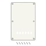 Banworks Strat Backplate 6-Hole Electric Guitar Trem Tremolo Cavity Cover Beveled Edge Back Cover for Chinese-Made Squier Stratocaster Strat ST JT/HGB-04 3 Ply Vintage White