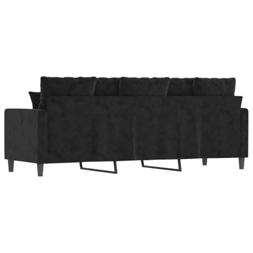 Emmtore Sofa 3-Sitzer,Loungesofa Couch mit Armlehnen Rückenkissen,Wohnzimmersofa Designsofa Metallgestell, Sitzmöbel Zweisitzer Samt Schwarz,180 cm – Bild 7