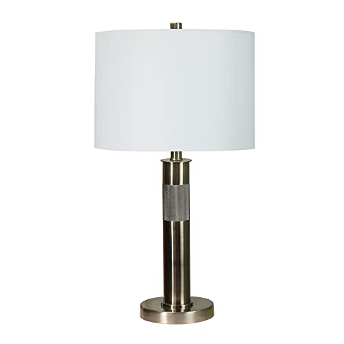 Martin Tools Fangio Lighting's 1710 26In Antique Silver Metal Table Lamp With Decorator Shade #TOP8