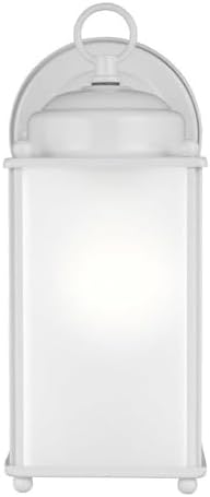 Generation Lighting 8593001-15 New Castle Satin Etched Glass Outdoor Wall Sconce Lighting Fixture, 1-Light 75 Watt, 10" H x 5" W, White