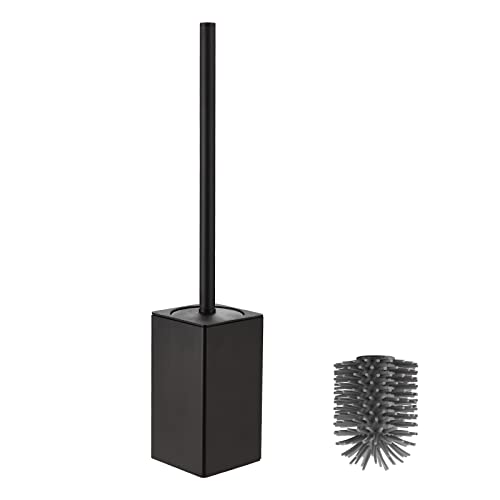 Image of BVL Toilet Brush and Holder Black Toilet Bowl Brush for Ceaning with Stainless Steel Handle Freestanding