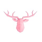 ZHANYUN Cabeza de Ciervo Decorativa en Resina para Pared, Escultura de Ciervo Geométrico en 3D, Montura de Pared para Decoración de Oficina, Bar y Hogar en Festivos (rosa)