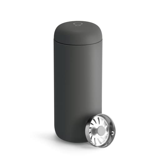 Image of Fellow 16 oz Carter Move Travel Mug - Vacuum-Insulated Stainless Steel Travel Coffee Mug - Coffee Tumbler with Ceramic Interior and Splash Guard - Slate Grey