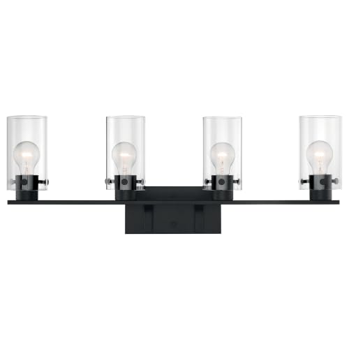 Image of Nuvo 60 /7274 Sommerset 4-Light Vanity Fixture with Clear Glass - Matte Black Finish