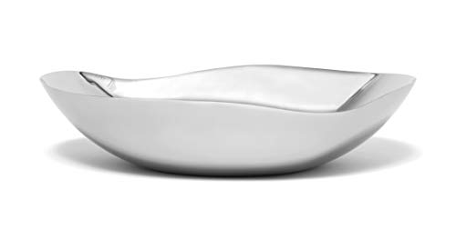 Lipper International Seascape Stainless Steel Large & Shallow Wavy Bowl 12” , Mirror finish